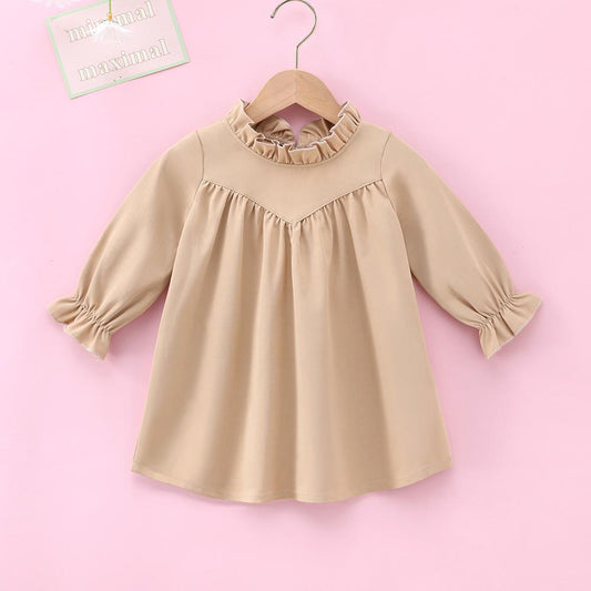 Girls Long Sleeve Solid Color Dress Wholesale Girls Dress